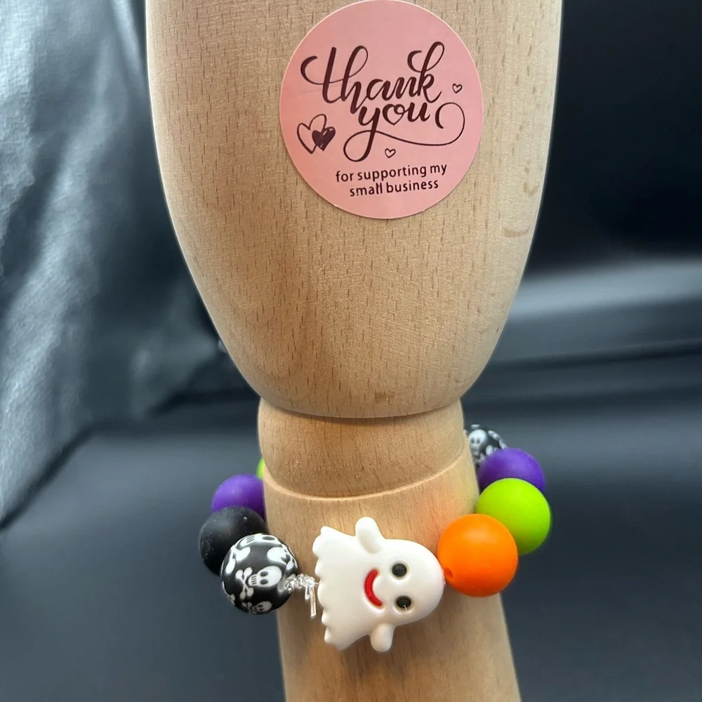 Silicone Halloween beaded bracelet with ghost - Picture 1 of 1